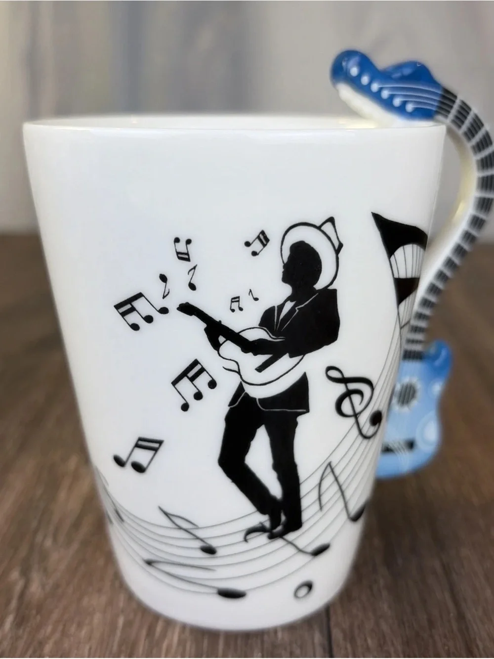 Acoustic Guitar Handle Music Note Coffee Cup Mug Musician Teacher Blues
